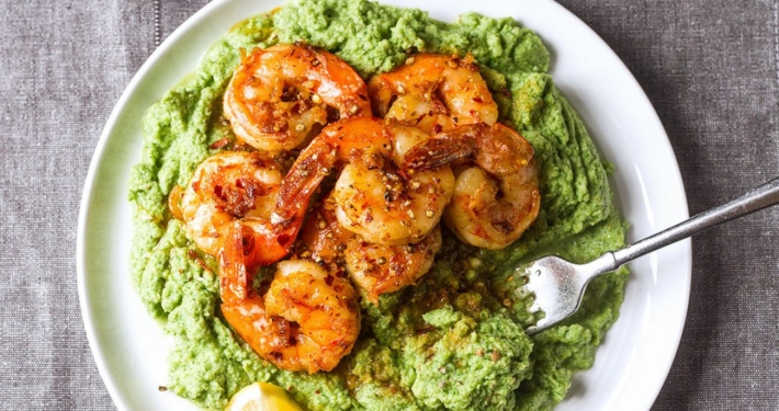 Spicy Shrimp Garlic Parmesan Broccoli Mash